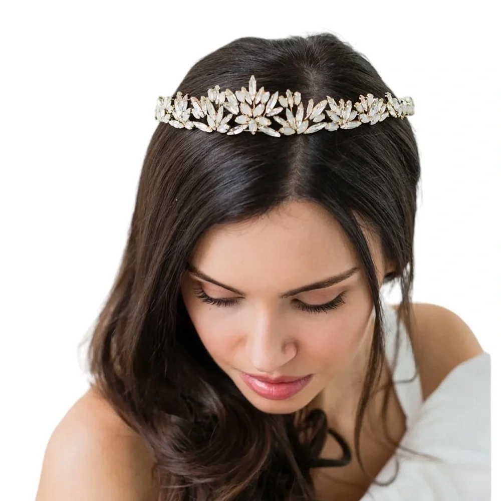NEW Brides & Hairpins Honora Crystal Opal Sterling Silver Halo Comb Crown Tiara - Picture 3 of 14